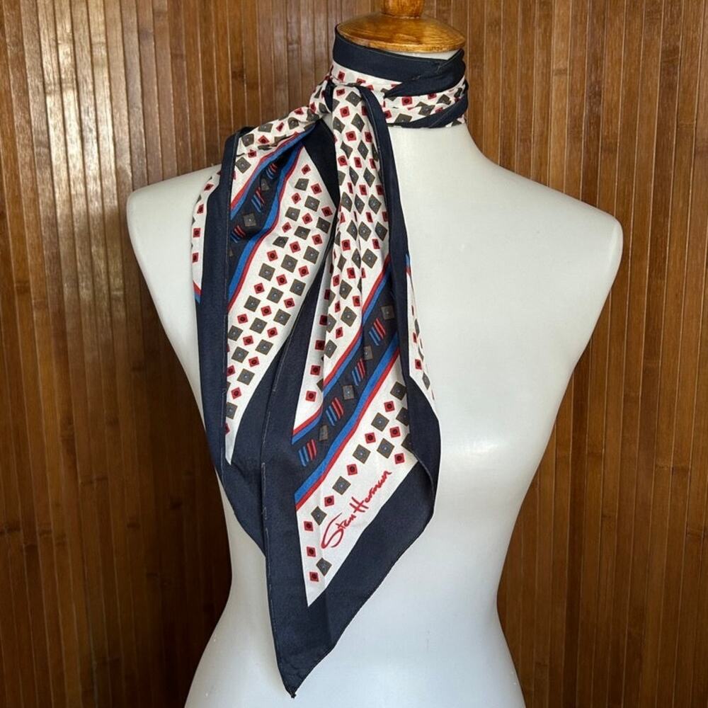 Vintage 80s United Airlines Flight Attendant Silk Scarf Stan Herman Uniform